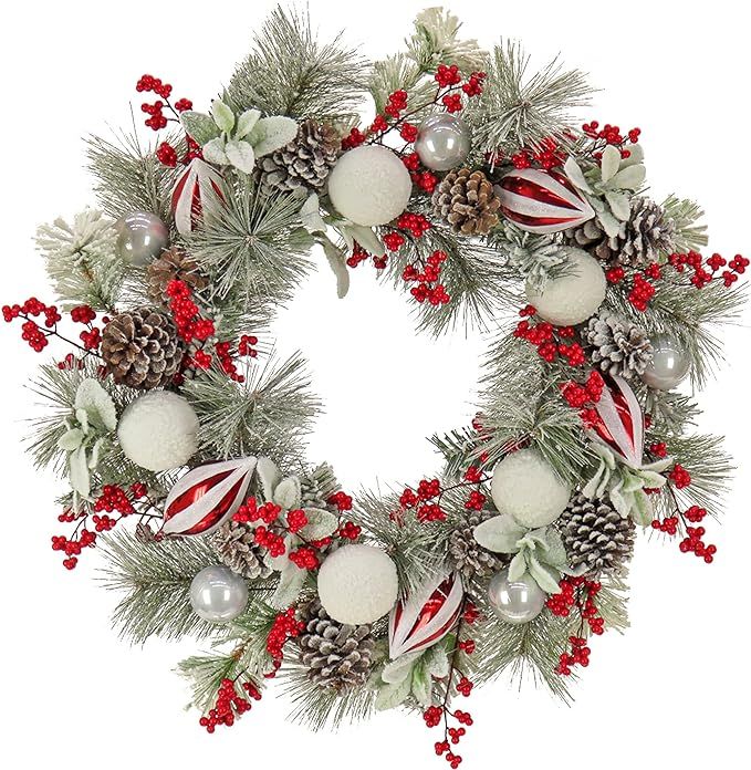 HGTV Home Collection Frosted Traditions Unlit Artificial Christmas Wreath, Snow-Dusted Mixed Bran... | Amazon (US)