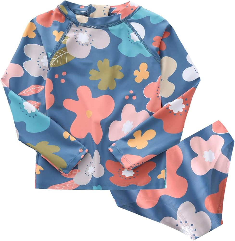 Toddler Baby Girls Rash Guard Swim Set Girls Long Sleeve Swimsuits with Bikini Bottom... | Amazon (US)