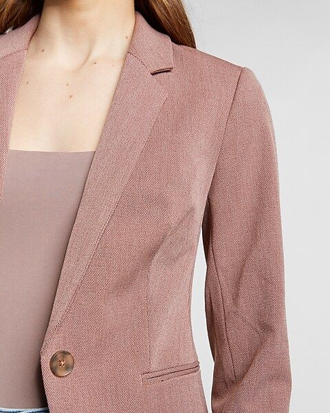 Textured Notch Collar One Button Blazer | Express