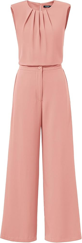 BTFBM Women's 2 Piece Outfits 2024 Summer Casual Tracksuits Crew Neck Sleeveless Top Wide Leg Pan... | Amazon (US)