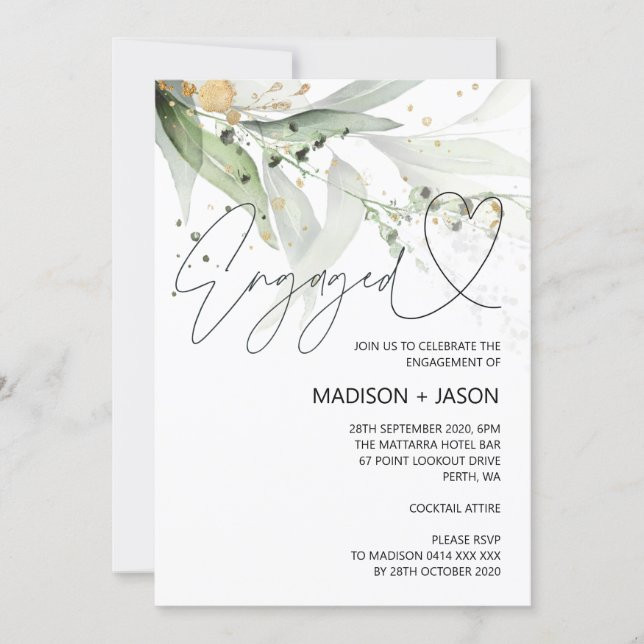 Elegant Eucalyptus Engagement Party Announcement | Zazzle | Zazzle