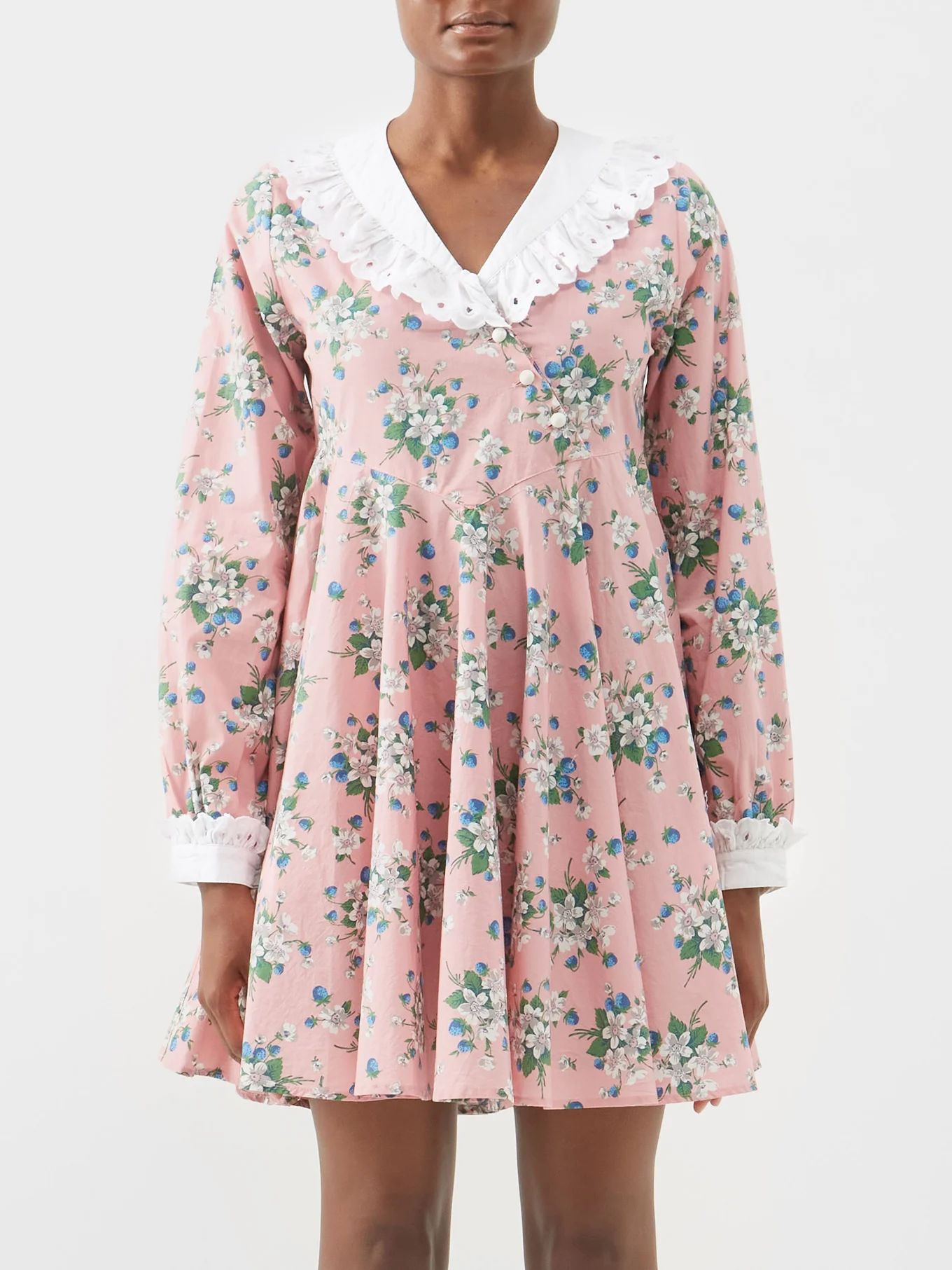Harper broderie-collar floral cotton mini dress | Batsheva | Matches (US)