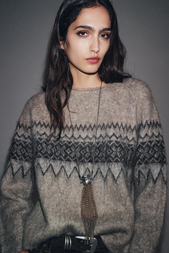 BRUSHED EFFECT JACQUARD KNIT JUMPER | Zara Canada