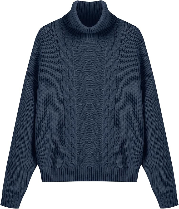 ZAFUL Women’s Batwing Long Sleeve Turtleneck Sweater Chunky Cable Knit Pullover Jumper Tops for... | Amazon (US)
