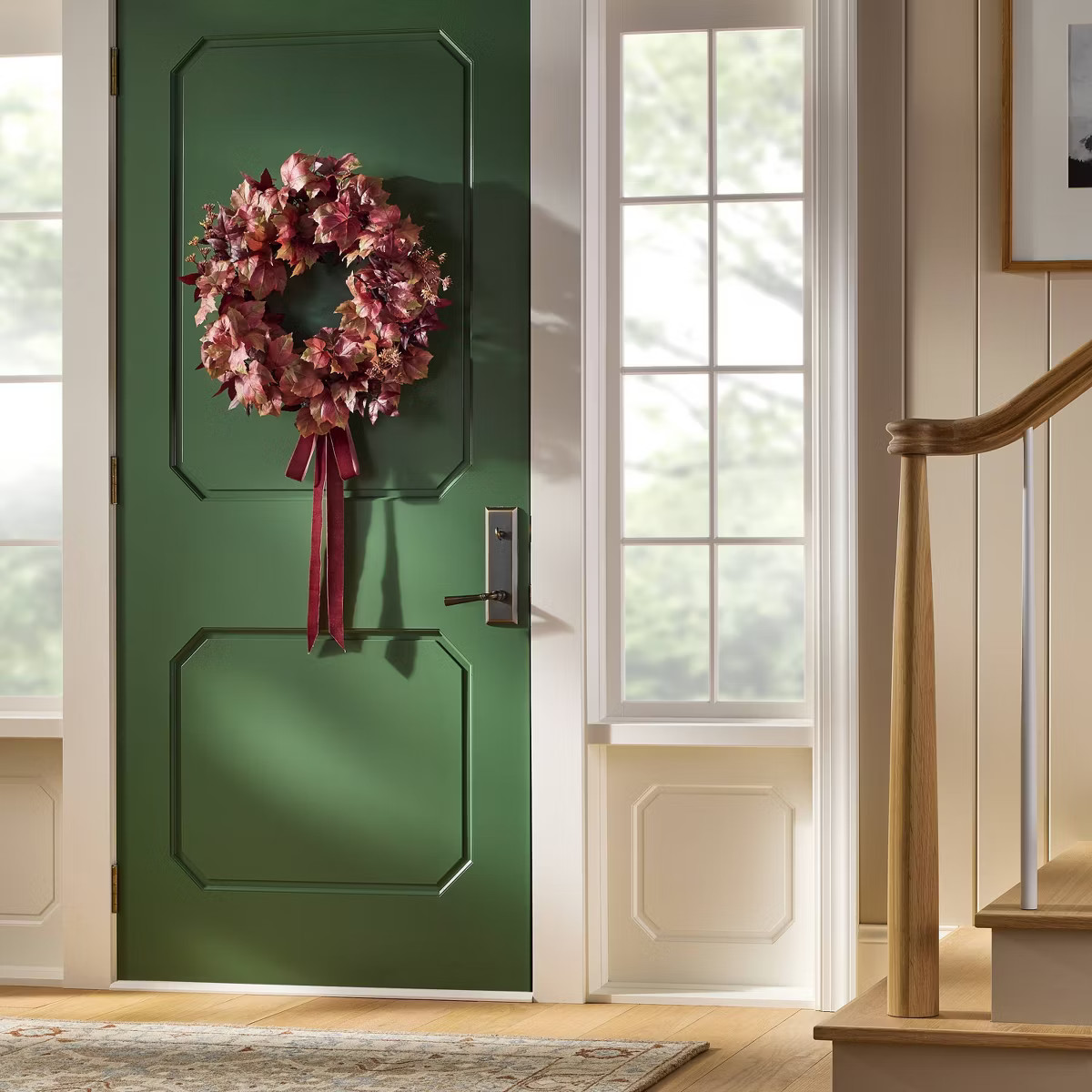 24" Mixed Leaf Artificial Fall Wreath Red - Threshold™ designed with Studio McGee | Target