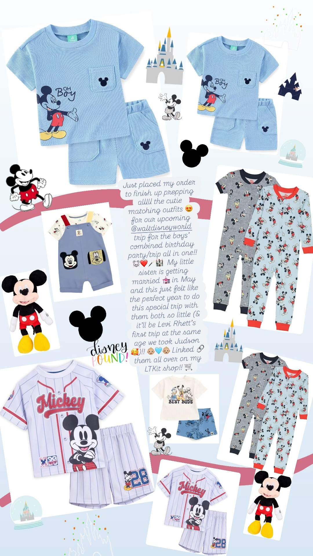 Just placed my order to finish up prepping alllll the cutie matching outfits 😍 for our upcoming @waltdisneyworld trip for the boys’ combined birthday party/trip all in one!! 🐭❤️🪄🏰  My little sister is getting married 💒 in May and this just felt like the perfect year to do this special trip with them both so little (& it’ll be Levi Rhett’s first trip at the same age we took Judson 🥰)!! 👶🏼🩵👶🏼 Linked 🔗 them all over on my LTKit shop!! 🛒

#LTKTravel #LTKKids #LTKmomlife