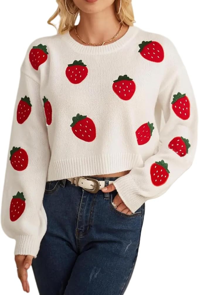 Womens Knitted Orange Sweater Casual Loose Long Sleeve Pullover Sweater Tops | Amazon (US)