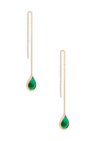 Ettika Barely There Chain Earrings in Green Crystal from Revolve.com | Revolve Clothing (Global)