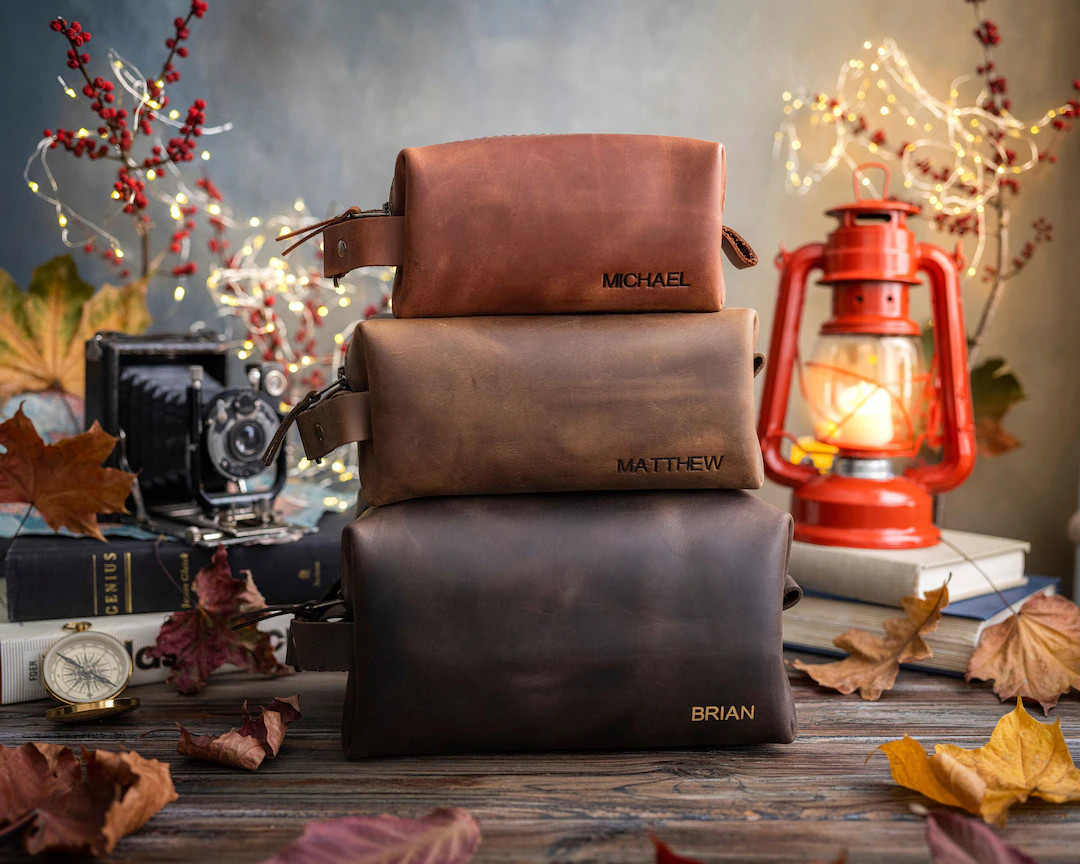 Leather Toiletry Bag Groomsmen Gifts Anniversary Gifts Dopp - Etsy | Etsy (US)