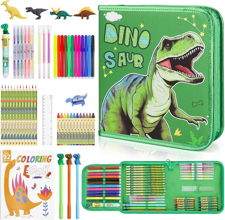 Fruit Scented Markers Set 57Pcs with Glitter Dinosaur Pencil Case & Stationery, Art Supplies for ... | Amazon (US)