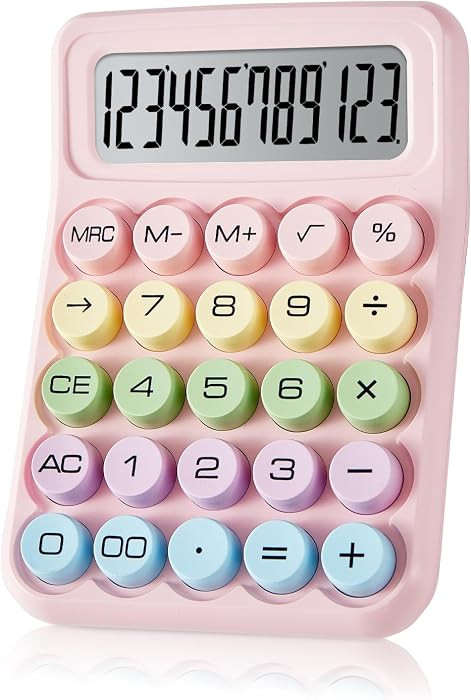 Electronic Calculator,12 Digits Large LCD Display Small Desktop Calculator,Pink Basic Calculators with Big Buttons,Easy to Press Mechanical Switch Calculator Office Supplies for Home and School (Pink) | Amazon (US)
