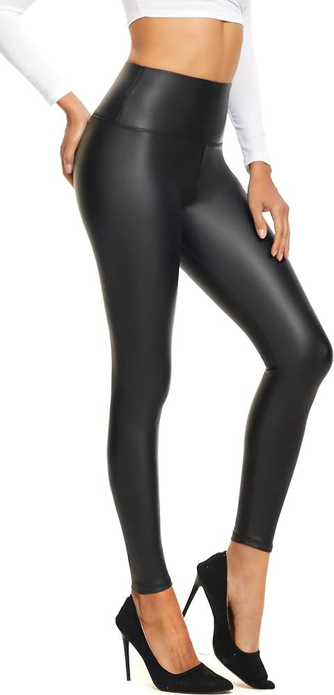 FULLSOFT Faux Leather Leggings Pants for Women High Waisted Stretchy Pleather Pants with Fleece L... | Amazon (US)