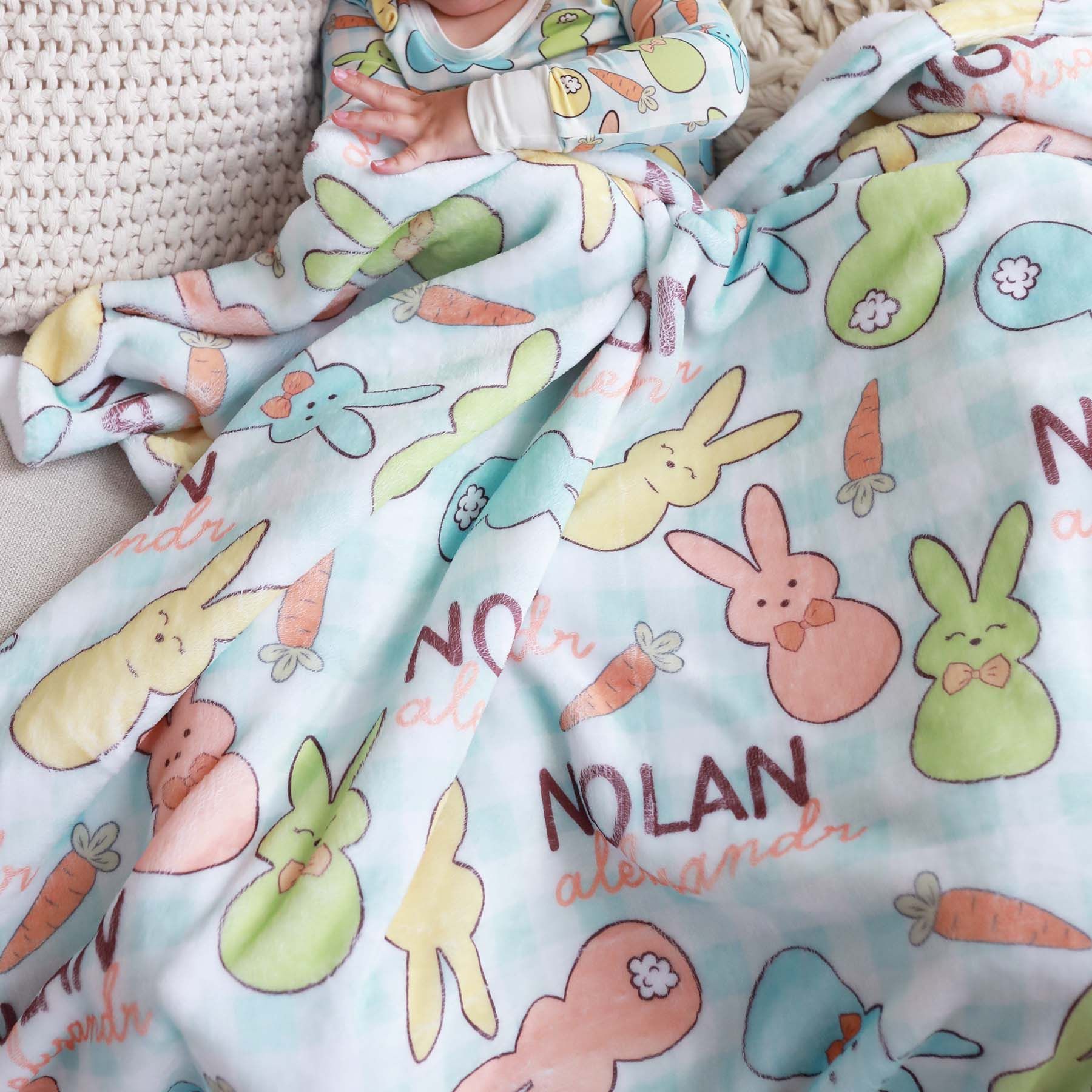 Snuggle Bunny Personalized Kids Blanket | Blue | Caden Lane