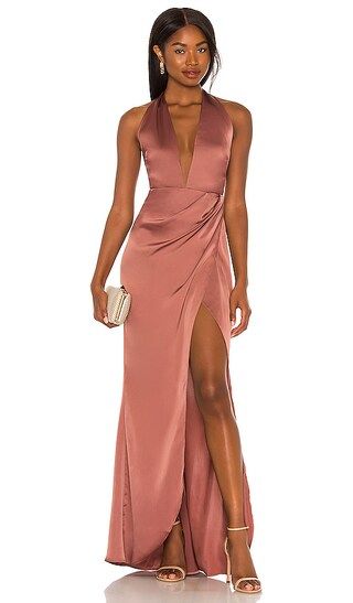 Stella Plunge Gown in Mocha | Revolve Clothing (Global)