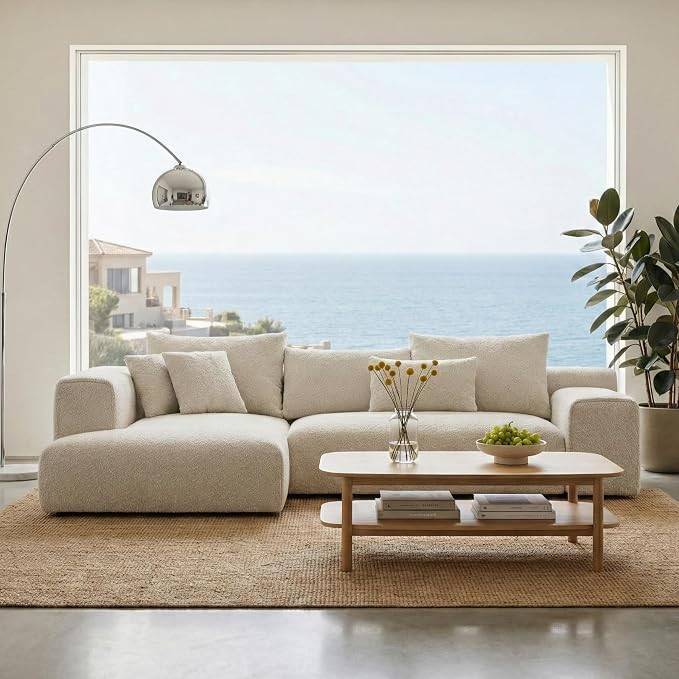 Acanva Imola L-Shaped Sectional Sofa with Chaise, Boucle Upholstered | Amazon (US)