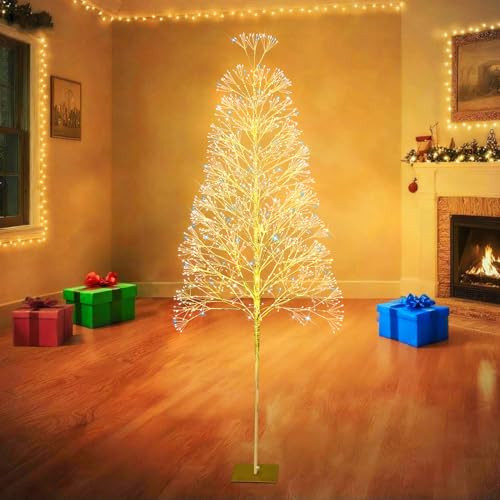 7FT Lighted Christmas Tree 1440LED Twinkle Lights Warm White Christmas Tree with Lights Twinkling or Steady Function with Timer for Selected Waterproof Indoor Outdoor Party Christmas Decorations | Amazon (US)