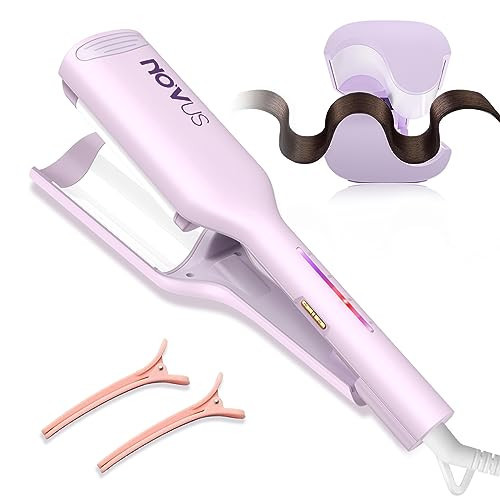 NOVUS Curling Iron Hair Crimper Waver - 1.25 Inch Anti-Scald Rovy Waves Curling Wand, Ionic Deep Waver Hair Curler Tool with Ceramic 2 Barrel for All Hair Types, Auto Shutdown Protection | Amazon (US)