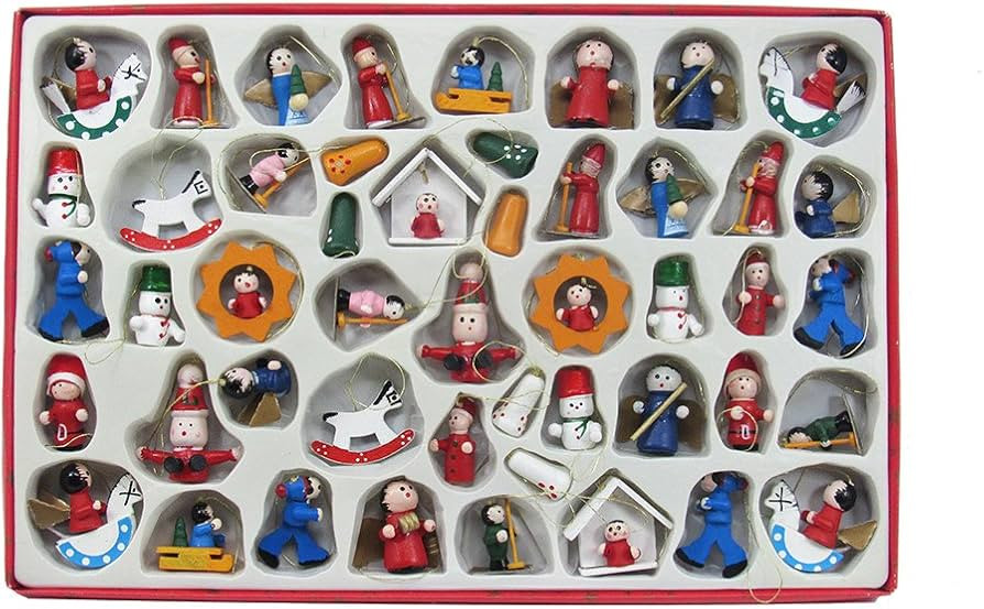 Kurt Adler Petite Treasures Wooden OrnamentMini, Set of 48 | Amazon (US)