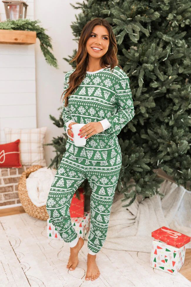 Right Timing Women's Green Tree Print Pajama Pants | The Pink Lily Boutique