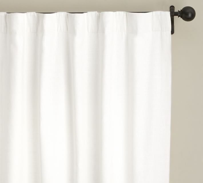 Emery Linen/Cotton Rod Pocket Blackout Curtain - White | Pottery Barn (US)