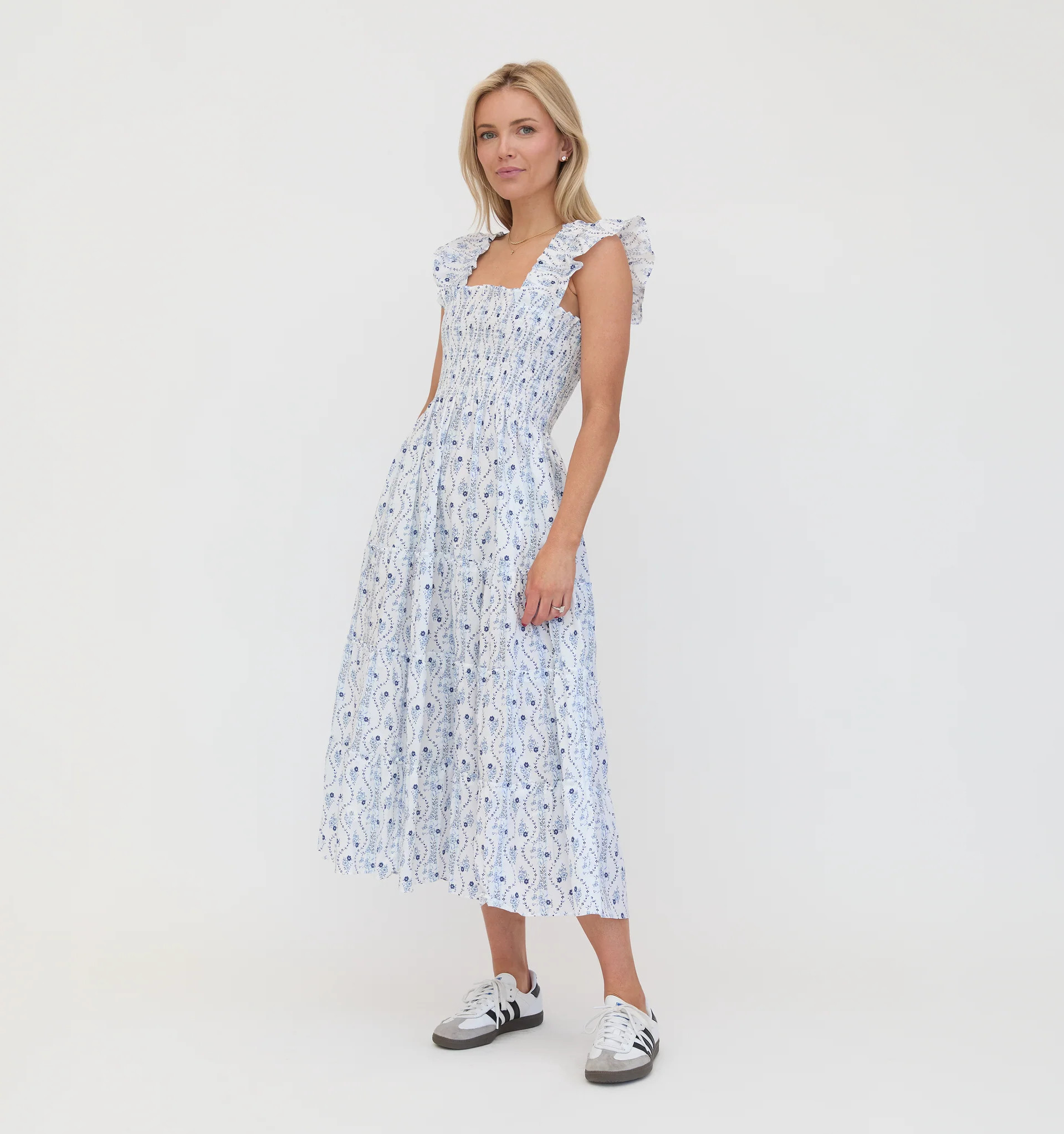 The Ellie Nap Dress - Blue Vine Stripe | Hill House Home US
