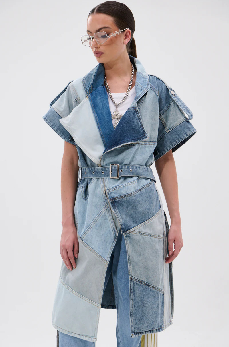 ESTELLE PATCHWORK DENIM VEST | AKIRA