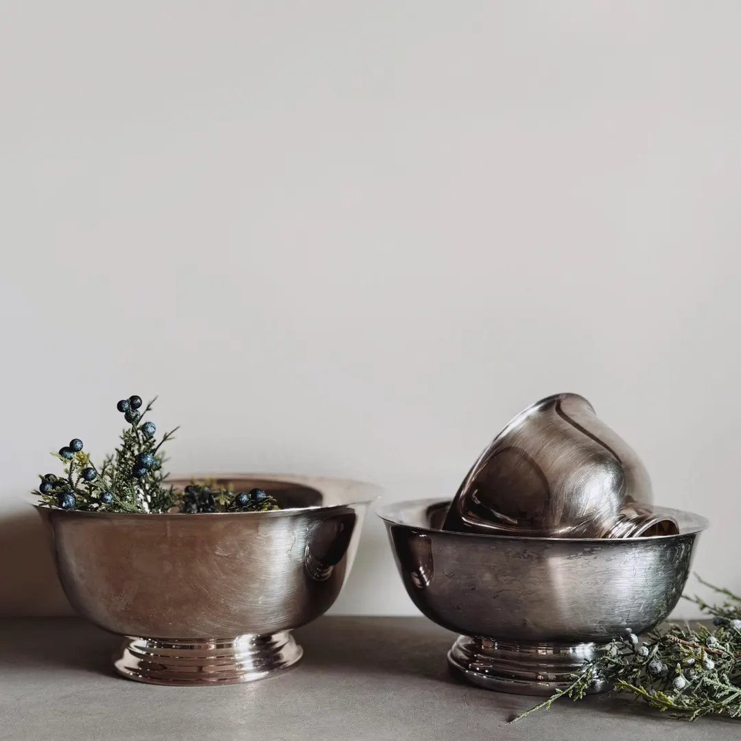 VINTAGE | Paul Revere Style Silver Plated Bowls | Decorative Pedestal Bowls of Various Sizes - Et... | Etsy (US)