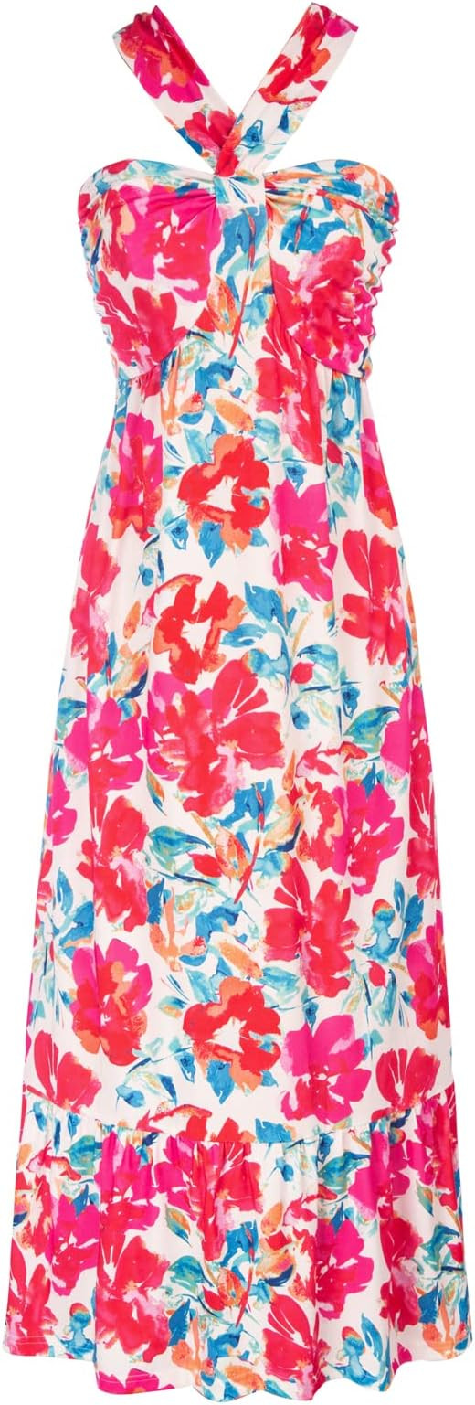 GRACE KARIN 2025 Women's Criss Cross Halterneck Sleeveless Summer Floral Print Flowy A Line Maxi ... | Amazon (US)