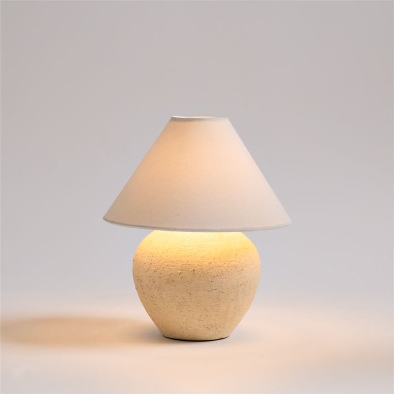 Corfu Cream Mini Table Lamp with Fabric Shade 12.4 | Crate & Barrel