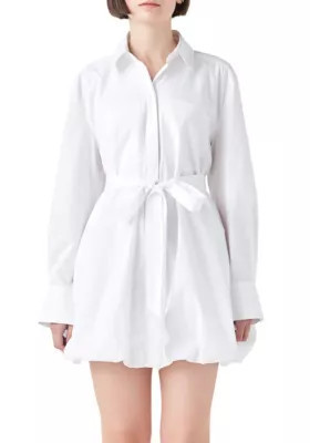 Grey Lab Women's Bubble Shirt Dress, White, Small | Belk