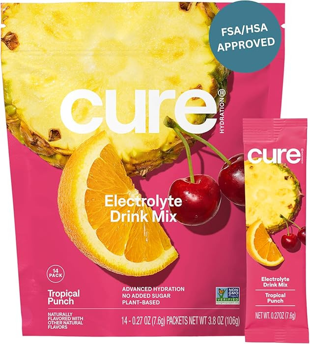 Cure Hydration | Plant-Based Electrolyte Drink Mix | No Added Sugar | FSA-HSA | Dehydration Relie... | Amazon (US)