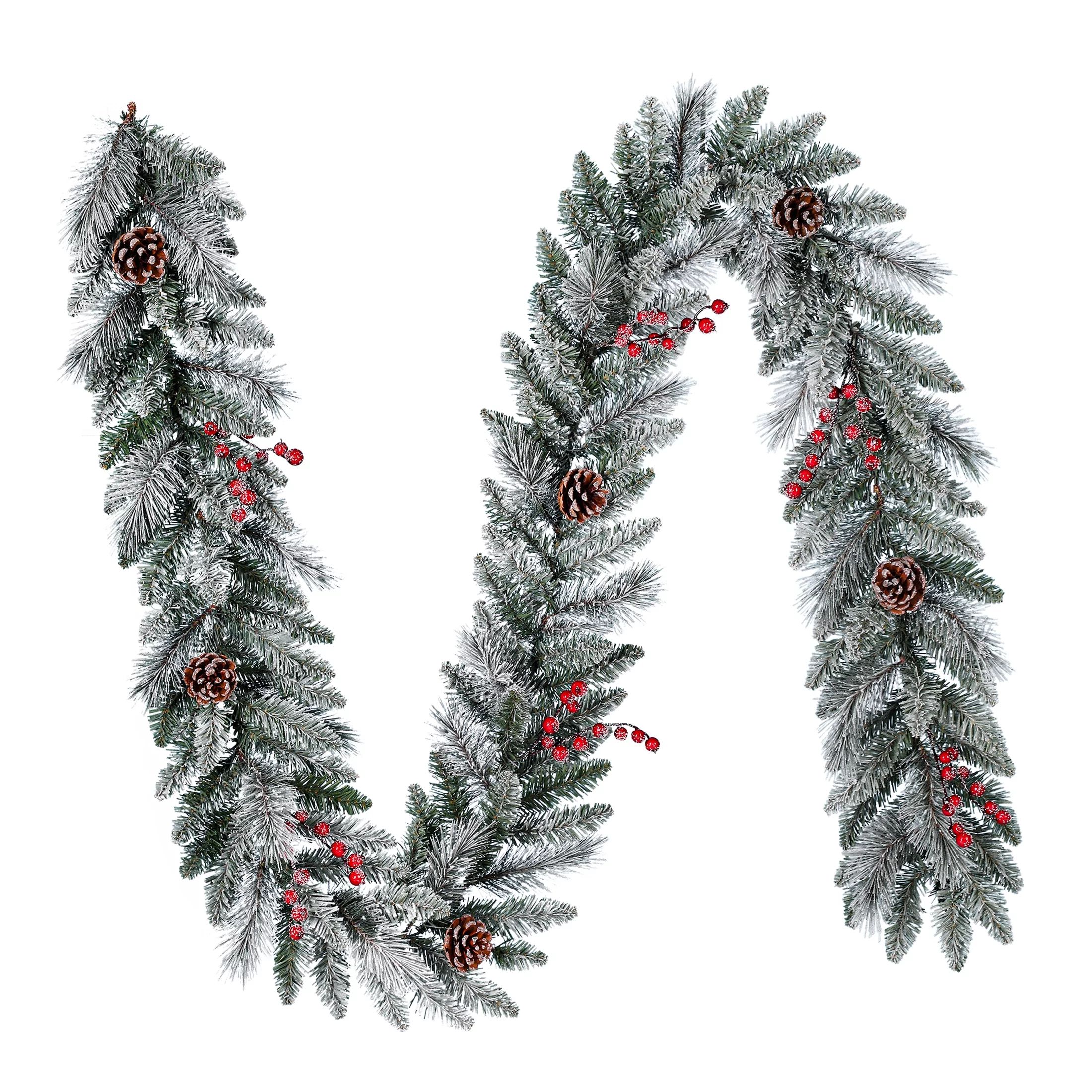 Holiday Time Non-Lit Bethany Snowflake Flocked Artificial Garland, 9' | Walmart (US)
