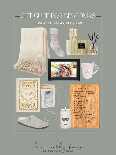 A holiday gift guide under $100 for the grandmas! I love how you can personalize some of these gifts—add photos to this digital frame, utilize a family recipe on this cutting board, and this story book is a precious way to pass down memories! 

#LTKGiftGuide #LTKstyletip #LTKHoliday