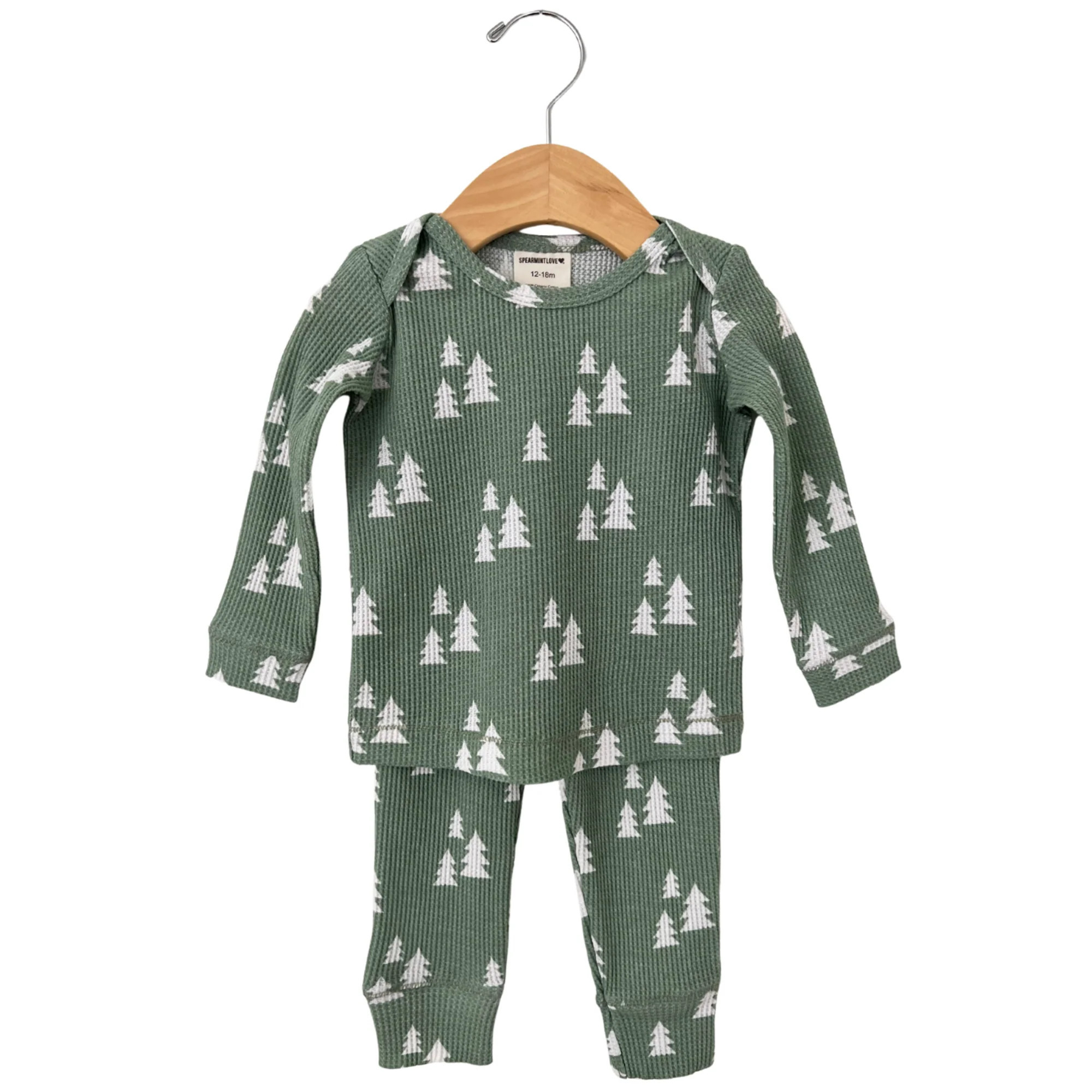 Organic Waffle 2-Piece Set, Alpine Trees | SpearmintLOVE