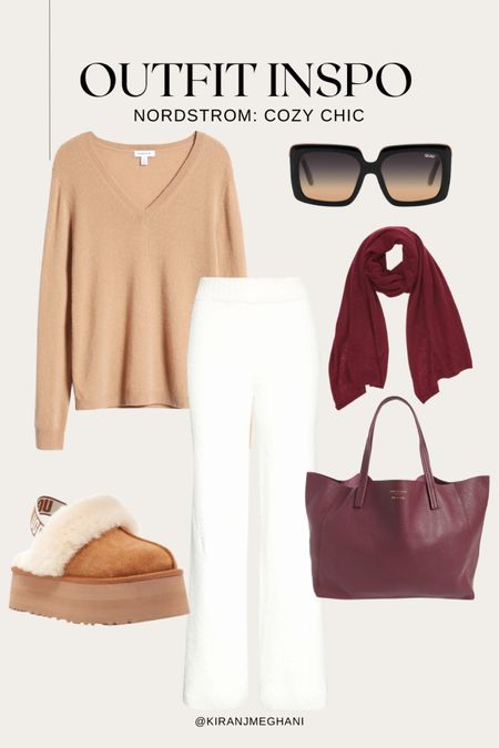 #cozychic


#travel #uggs #slides #nordstrom #ltku #outfitideas #pants #cream #neutral #purse #sunglasses #style #scarf #ootd #ltkfit