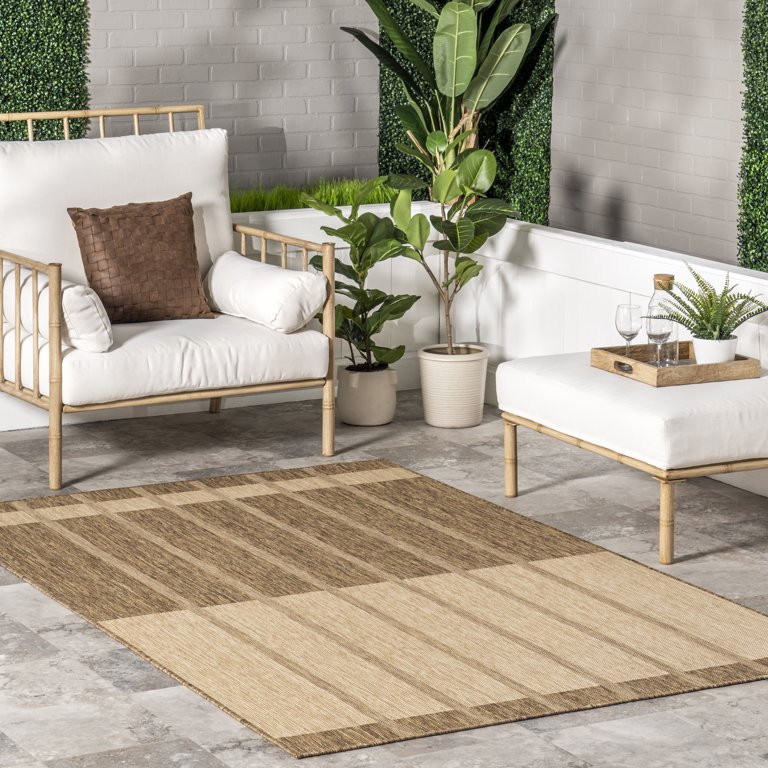 nuLOOM Maria Contemporary Striped Indoor/Outdoor Area Rug, 4' x 6', Beige | Walmart (US)