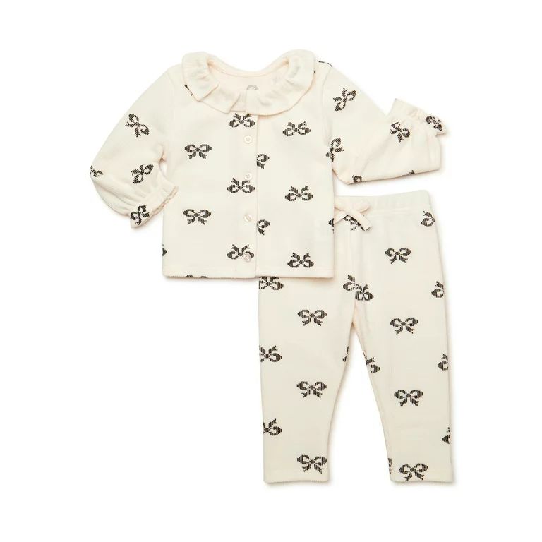 Wonder Nation Baby Girl Cardigan and Pants Outfit Set, 2-Piece, Sizes 0/3-24 Months | Walmart (US)