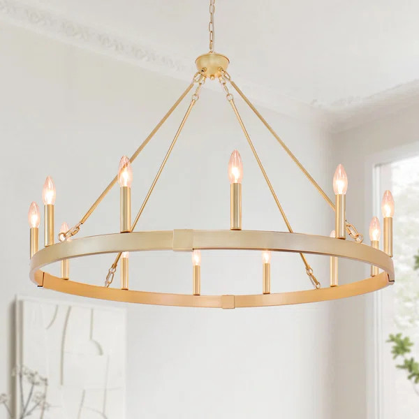 Jashlyn 12 - Light Dimmable Wagon Wheel Chandelier | Wayfair North America
