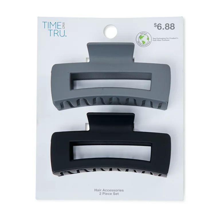 Time and Tru Women's Claw Hair Clips, 2-Pack | Walmart (US)