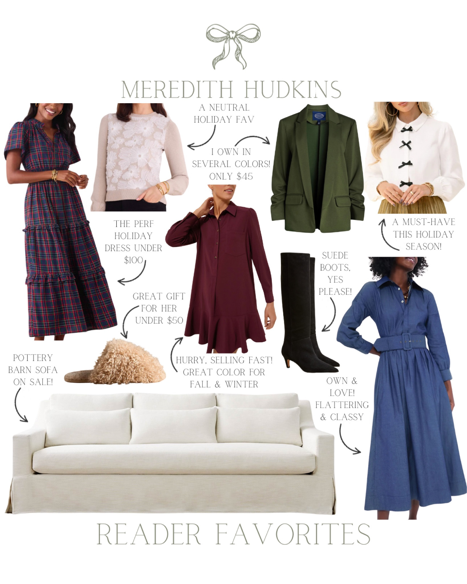 Meredith Hudkins preppy style, classic timeless, traditional style Tuckernuck, Anthropologie, Avara, holiday dress, Thanksgiving, dress blue dress slippers, house shoes, gift idea for her holiday gift idea Christmas gift idea, suede boots pottery, barn, sofa, slipcover, sofa, living room, bedroom entryway

#LTKSaleAlert #LTKFindsUnder50 #LTKSeasonal