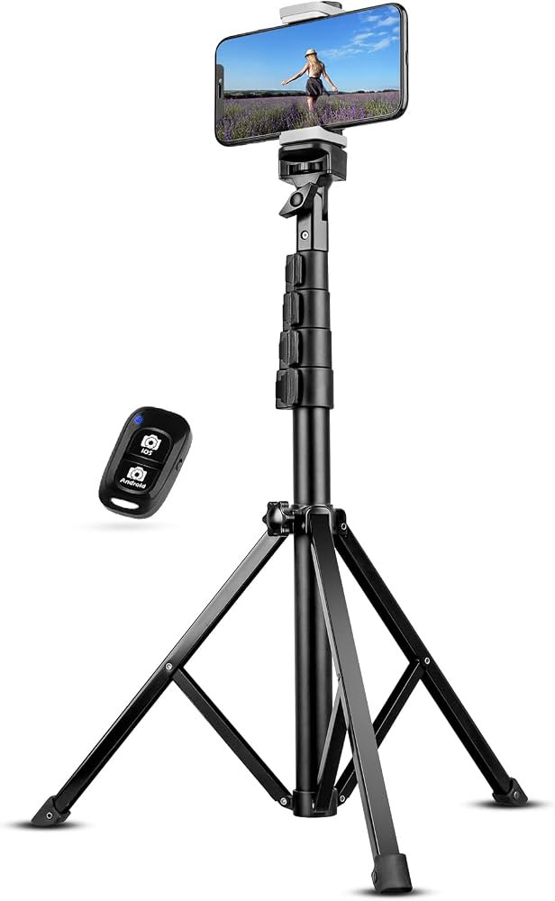 Tripé de pau de selfie, tripé extensível de 130 cm com controle remoto Bluetooth para celulare... | Amazon (BR)