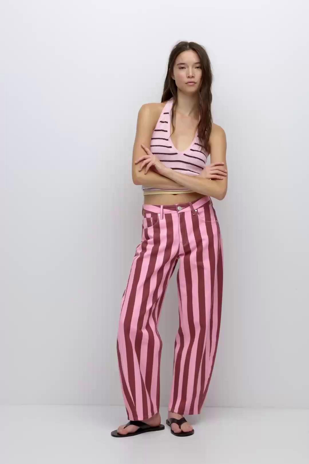 Striped barrel jeans | Pull&Bear United Kingdom | PULL and BEAR UK