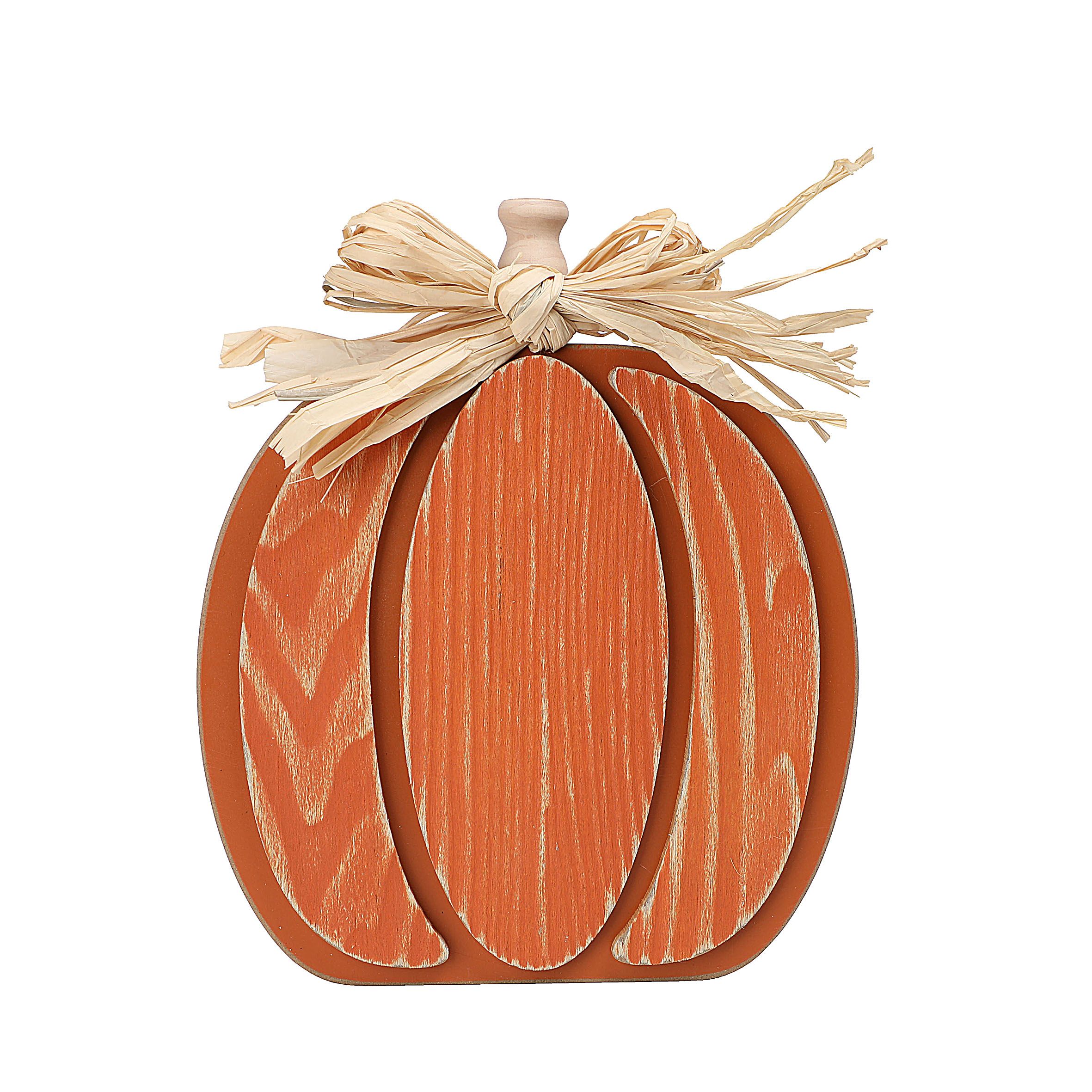 Way To Celebrate Orange Wooden Pumpkin; Harvest Decor - Walmart.com | Walmart (US)