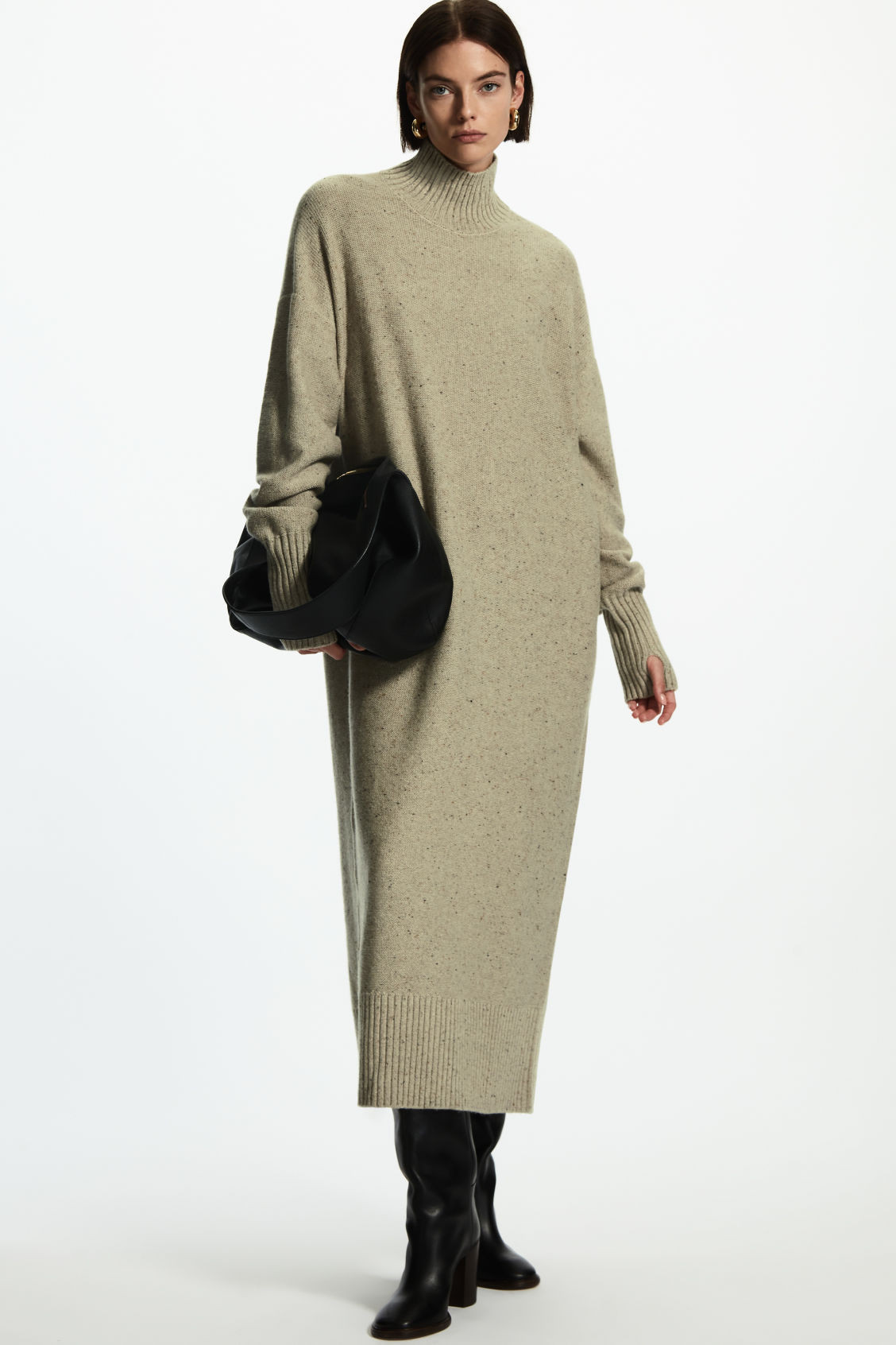 LONGLINE KNITTED DRESS - Beige - Dresses - COS | COS (US)