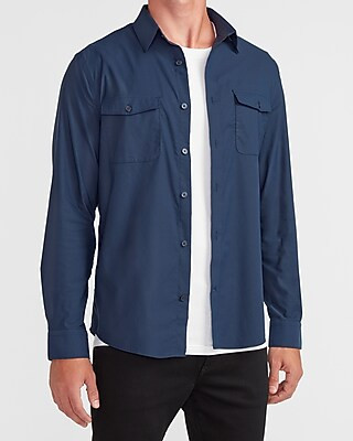 Slim Solid Wrinkle-Resistant Performance Dress Shirt | Express