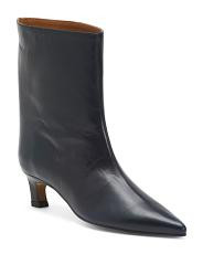 Leather Booties With Leather Wrapped Heel For Women | TJ Maxx
