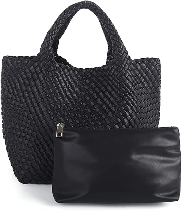 SHARPAD Woven Beach Tote Bag, Women Macaron Soft Leather Weave Handbag with Purse Top-handle Hand... | Amazon (CA)