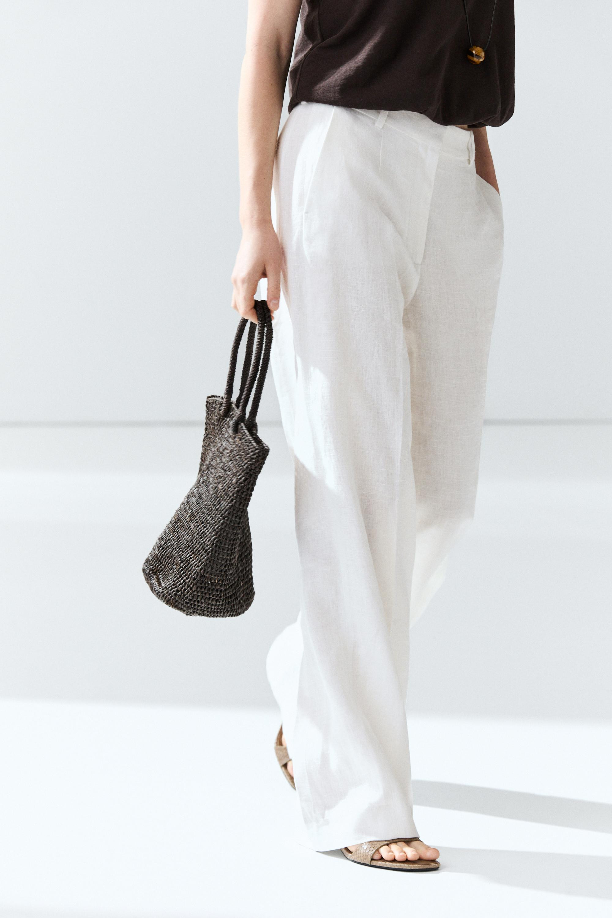 100% linen pants with darts | Massimo Dutti US