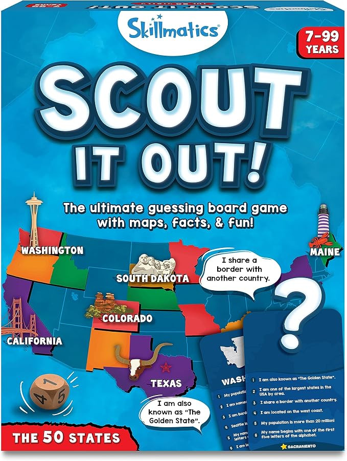 Skillmatics Board Game - Scout It Out The 50 States, Fun Guessing & Trivia Game for Families, 3-6... | Amazon (US)