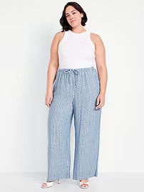High-Waisted Linen-Blend Super Wide-Leg Pants | Old Navy (US)